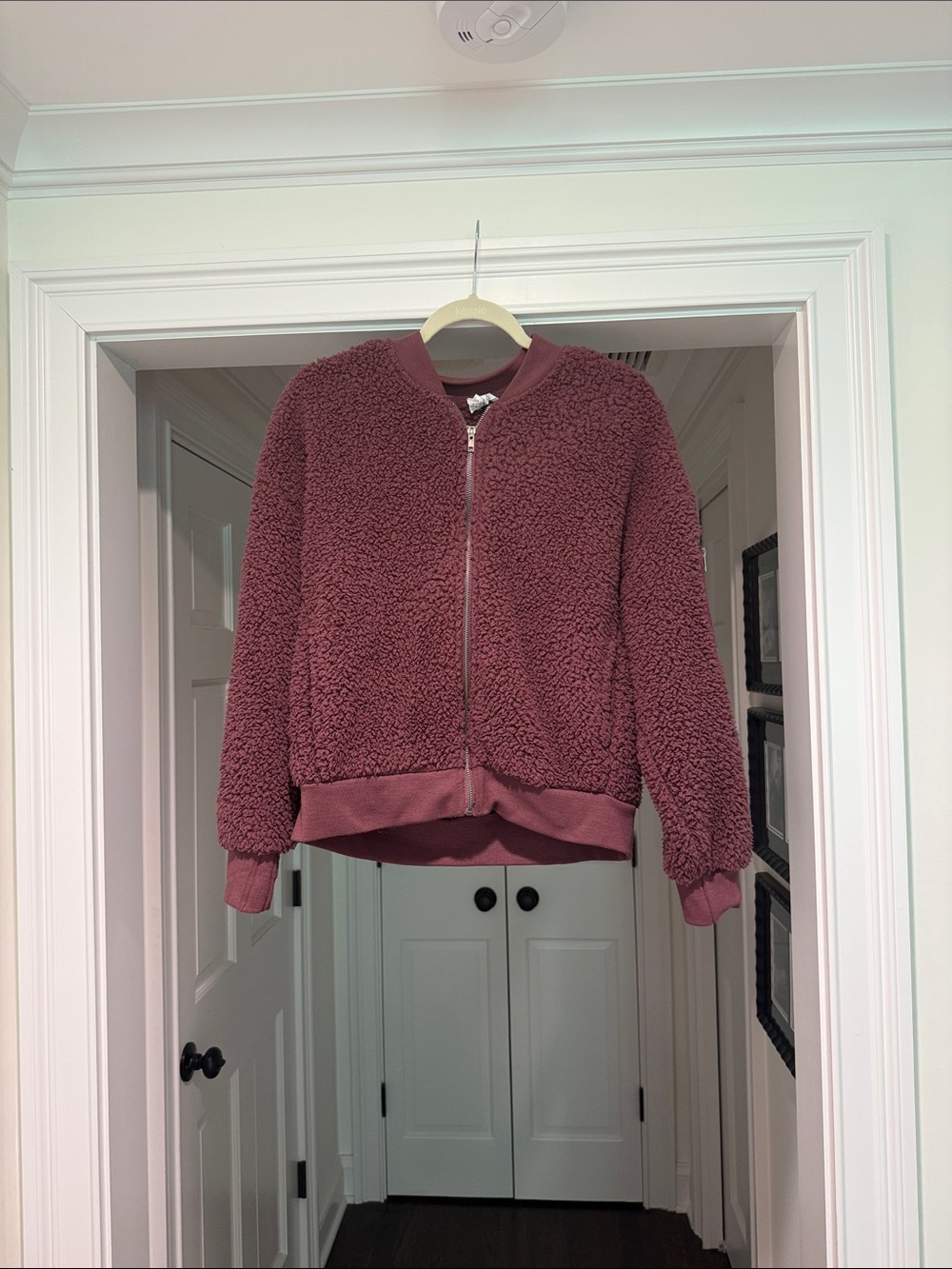 Hippie Rose Plush Zip Jacket in Mauve Plum